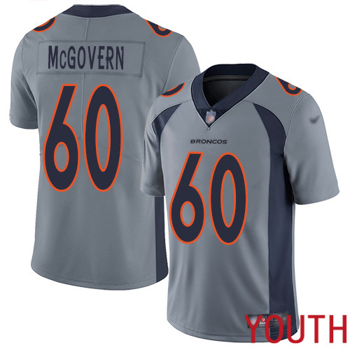 Youth Denver Broncos #60 Connor McGovern Limited Silver Inverted Legend Football NFL Jersey